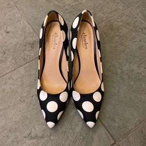 Charles David size 8 polka dot high heels